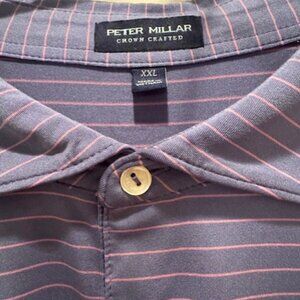 Men's XXL Peter Millar crown Crafted Blue/Pink Stripe Performance Polo